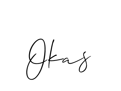 Design your own signature with our free online signature maker. With this signature software, you can create a handwritten (Allison_Script) signature for name Okas. Okas signature style 2 images and pictures png
