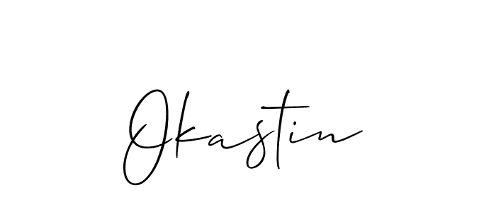 Create a beautiful signature design for name Okastin. With this signature (Allison_Script) fonts, you can make a handwritten signature for free. Okastin signature style 2 images and pictures png