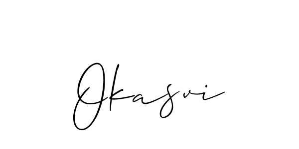 Similarly Allison_Script is the best handwritten signature design. Signature creator online .You can use it as an online autograph creator for name Okasvi. Okasvi signature style 2 images and pictures png