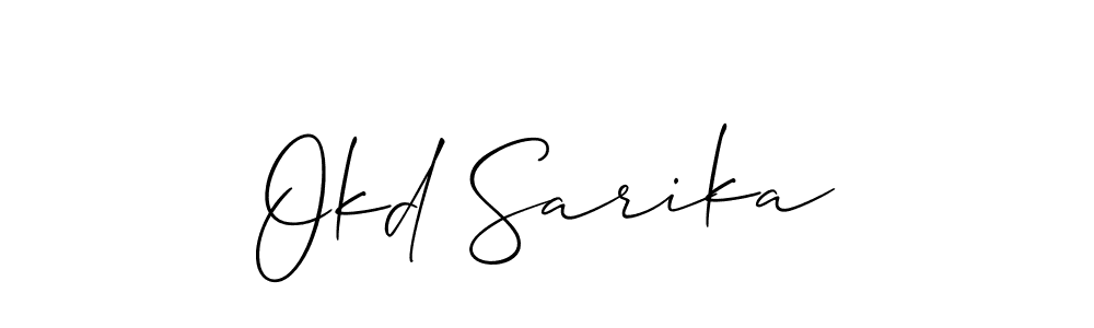 Allison_Script is a professional signature style that is perfect for those who want to add a touch of class to their signature. It is also a great choice for those who want to make their signature more unique. Get Okd Sarika name to fancy signature for free. Okd Sarika signature style 2 images and pictures png