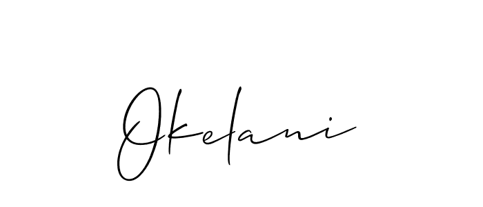 How to make Okelani name signature. Use Allison_Script style for creating short signs online. This is the latest handwritten sign. Okelani signature style 2 images and pictures png