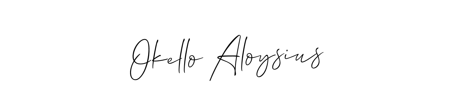 Make a short Okello Aloysius signature style. Manage your documents anywhere anytime using Allison_Script. Create and add eSignatures, submit forms, share and send files easily. Okello Aloysius signature style 2 images and pictures png