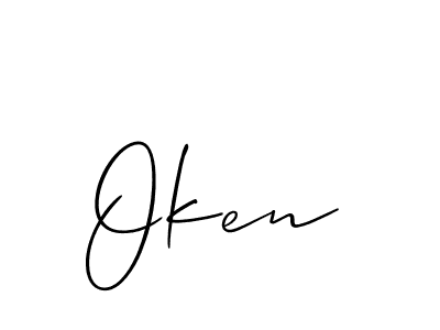 Create a beautiful signature design for name Oken. With this signature (Allison_Script) fonts, you can make a handwritten signature for free. Oken signature style 2 images and pictures png