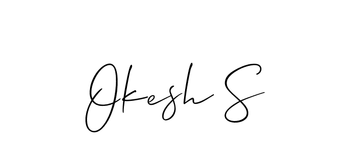 Make a short Okesh S signature style. Manage your documents anywhere anytime using Allison_Script. Create and add eSignatures, submit forms, share and send files easily. Okesh S signature style 2 images and pictures png