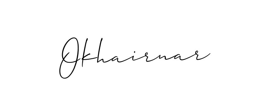 Use a signature maker to create a handwritten signature online. With this signature software, you can design (Allison_Script) your own signature for name Okhairnar. Okhairnar signature style 2 images and pictures png