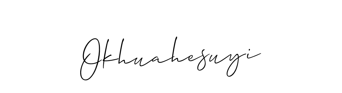 It looks lik you need a new signature style for name Okhuahesuyi. Design unique handwritten (Allison_Script) signature with our free signature maker in just a few clicks. Okhuahesuyi signature style 2 images and pictures png