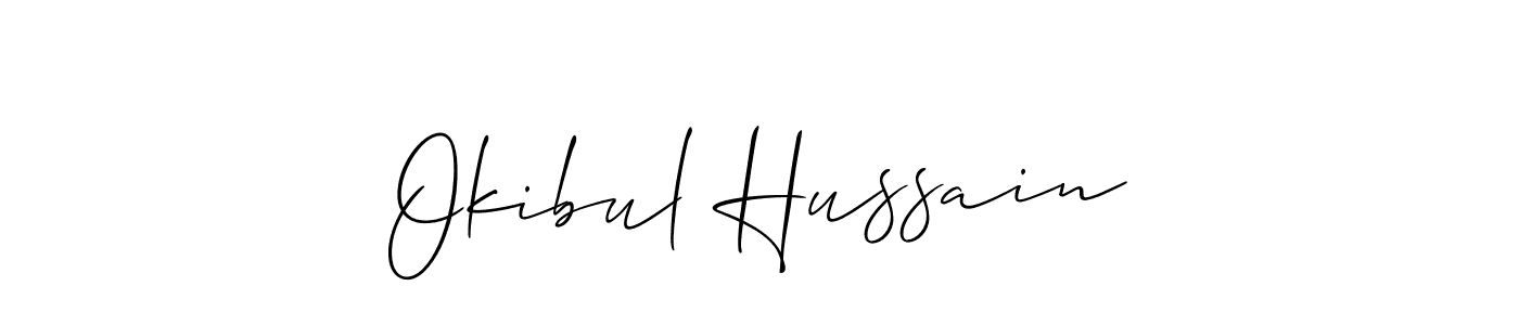 Design your own signature with our free online signature maker. With this signature software, you can create a handwritten (Allison_Script) signature for name Okibul Hussain. Okibul Hussain signature style 2 images and pictures png