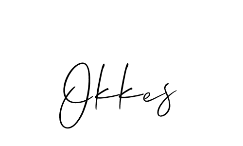 Create a beautiful signature design for name Okkes. With this signature (Allison_Script) fonts, you can make a handwritten signature for free. Okkes signature style 2 images and pictures png