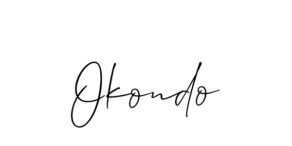 Also You can easily find your signature by using the search form. We will create Okondo name handwritten signature images for you free of cost using Allison_Script sign style. Okondo signature style 2 images and pictures png