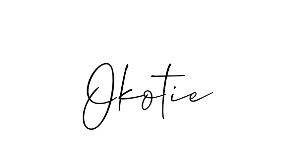 Allison_Script is a professional signature style that is perfect for those who want to add a touch of class to their signature. It is also a great choice for those who want to make their signature more unique. Get Okotie name to fancy signature for free. Okotie signature style 2 images and pictures png