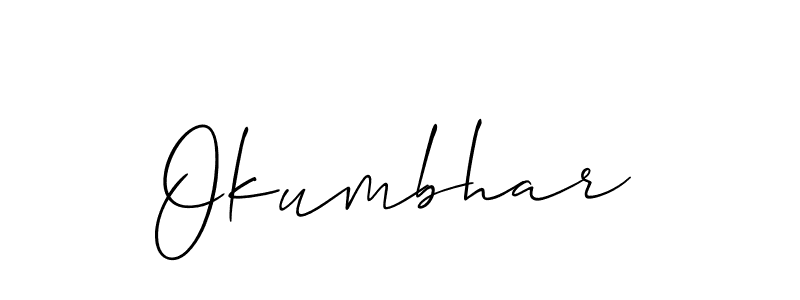 The best way (Allison_Script) to make a short signature is to pick only two or three words in your name. The name Okumbhar include a total of six letters. For converting this name. Okumbhar signature style 2 images and pictures png