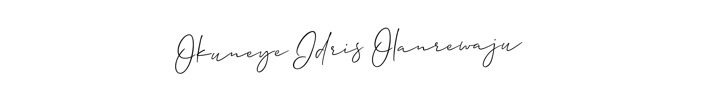 Make a beautiful signature design for name Okuneye Idris Olanrewaju. With this signature (Allison_Script) style, you can create a handwritten signature for free. Okuneye Idris Olanrewaju signature style 2 images and pictures png