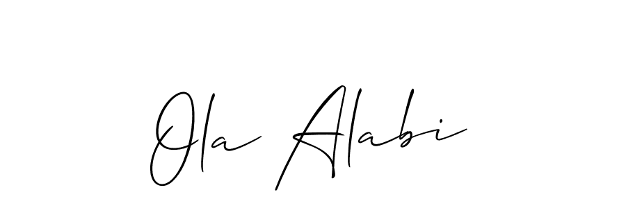 Also You can easily find your signature by using the search form. We will create Ola Alabi name handwritten signature images for you free of cost using Allison_Script sign style. Ola Alabi signature style 2 images and pictures png