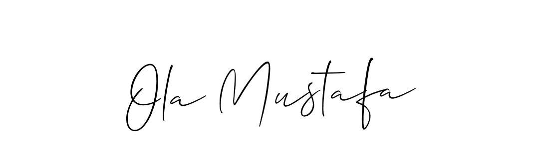 How to make Ola Mustafa name signature. Use Allison_Script style for creating short signs online. This is the latest handwritten sign. Ola Mustafa signature style 2 images and pictures png