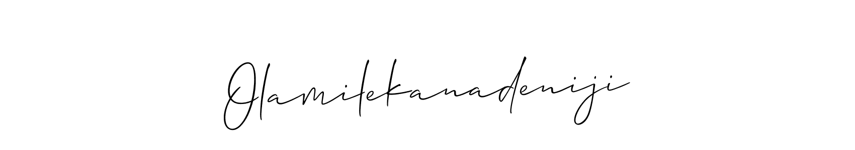 Use a signature maker to create a handwritten signature online. With this signature software, you can design (Allison_Script) your own signature for name Olamilekanadeniji. Olamilekanadeniji signature style 2 images and pictures png