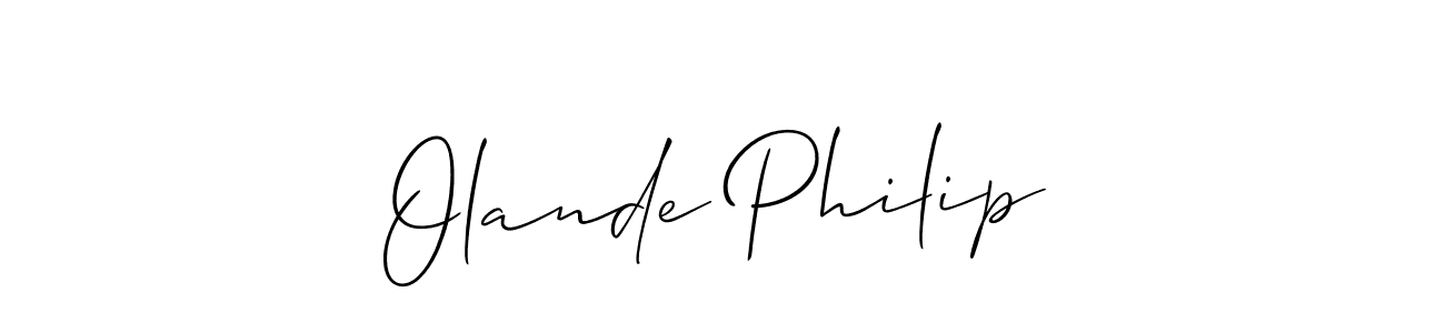 How to make Olande Philip name signature. Use Allison_Script style for creating short signs online. This is the latest handwritten sign. Olande Philip signature style 2 images and pictures png