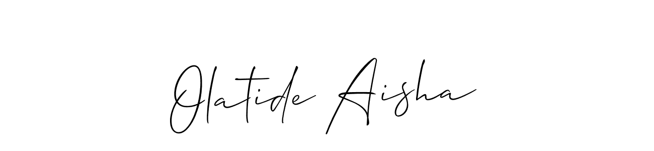 if you are searching for the best signature style for your name Olatide Aisha. so please give up your signature search. here we have designed multiple signature styles  using Allison_Script. Olatide Aisha signature style 2 images and pictures png