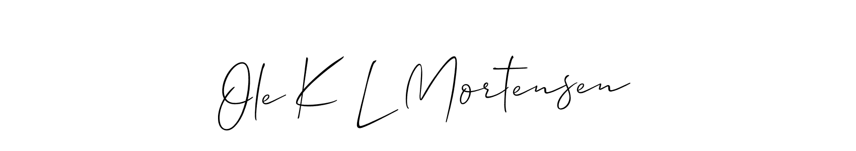 How to make Ole K L Mortensen name signature. Use Allison_Script style for creating short signs online. This is the latest handwritten sign. Ole K L Mortensen signature style 2 images and pictures png