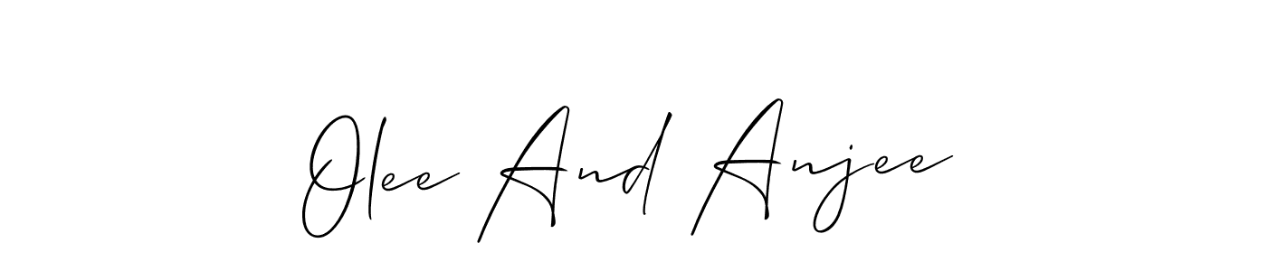 Also You can easily find your signature by using the search form. We will create Olee And Anjee name handwritten signature images for you free of cost using Allison_Script sign style. Olee And Anjee signature style 2 images and pictures png