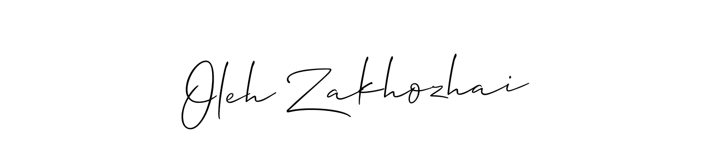 How to make Oleh Zakhozhai name signature. Use Allison_Script style for creating short signs online. This is the latest handwritten sign. Oleh Zakhozhai signature style 2 images and pictures png