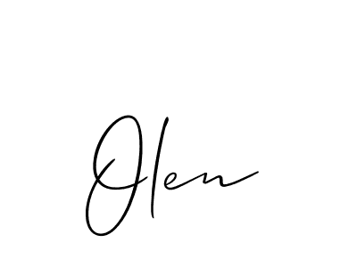 Design your own signature with our free online signature maker. With this signature software, you can create a handwritten (Allison_Script) signature for name Olen. Olen signature style 2 images and pictures png