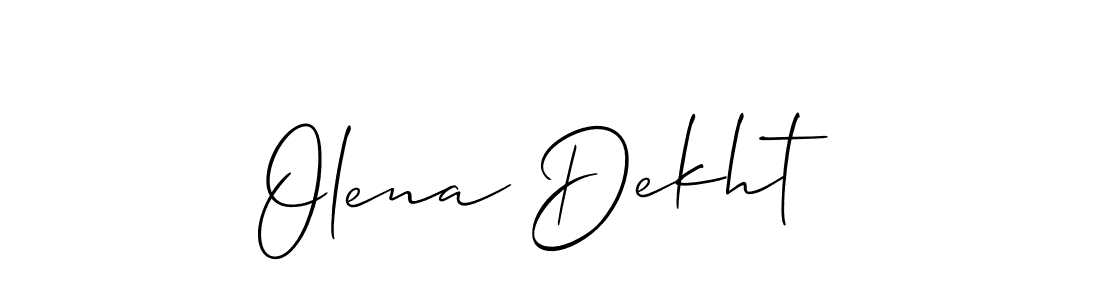 Allison_Script is a professional signature style that is perfect for those who want to add a touch of class to their signature. It is also a great choice for those who want to make their signature more unique. Get Olena Dekht name to fancy signature for free. Olena Dekht signature style 2 images and pictures png