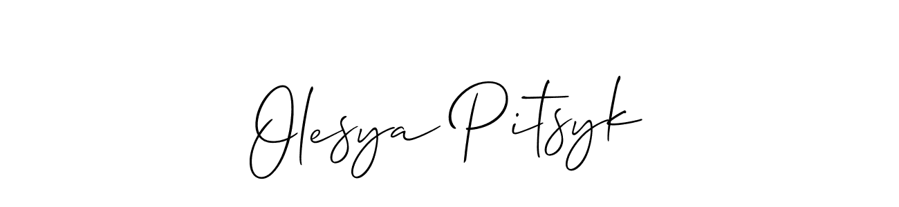 Use a signature maker to create a handwritten signature online. With this signature software, you can design (Allison_Script) your own signature for name Olesya Pitsyk. Olesya Pitsyk signature style 2 images and pictures png