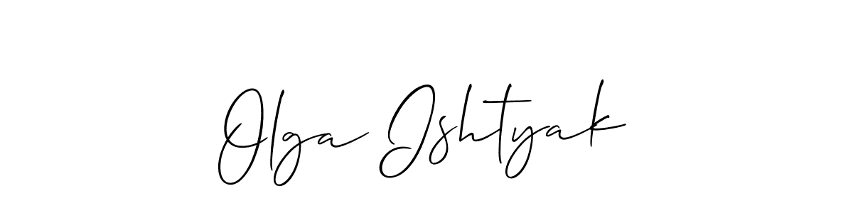 Create a beautiful signature design for name Olga Ishtyak. With this signature (Allison_Script) fonts, you can make a handwritten signature for free. Olga Ishtyak signature style 2 images and pictures png