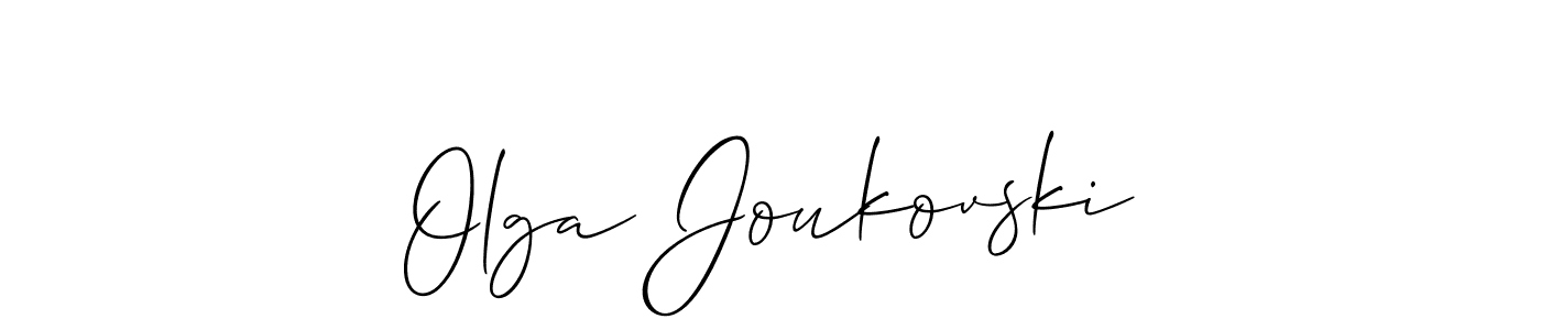 You should practise on your own different ways (Allison_Script) to write your name (Olga Joukovski) in signature. don't let someone else do it for you. Olga Joukovski signature style 2 images and pictures png
