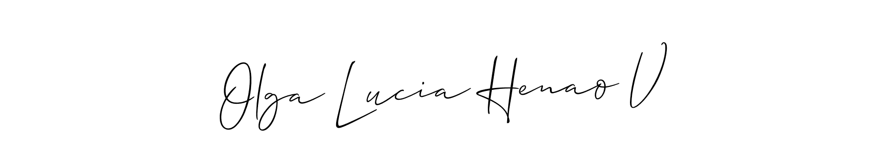 Create a beautiful signature design for name Olga Lucia Henao V. With this signature (Allison_Script) fonts, you can make a handwritten signature for free. Olga Lucia Henao V signature style 2 images and pictures png