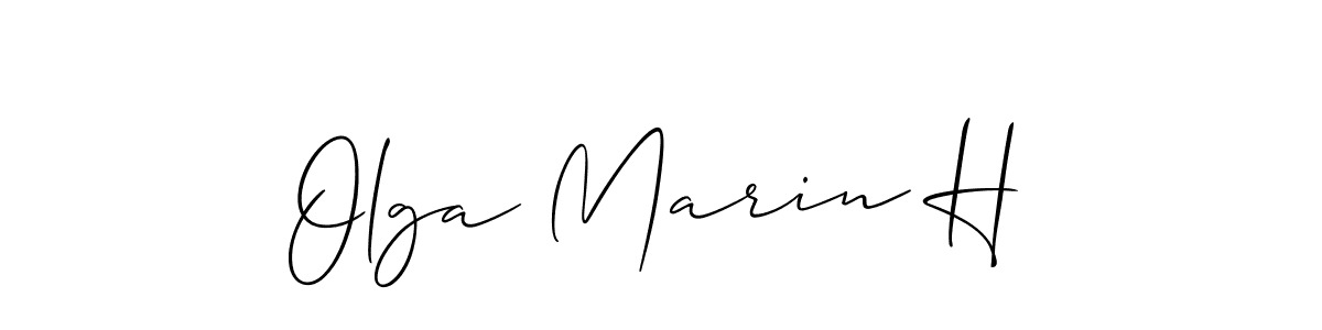 The best way (Allison_Script) to make a short signature is to pick only two or three words in your name. The name Olga Marin H include a total of six letters. For converting this name. Olga Marin H signature style 2 images and pictures png