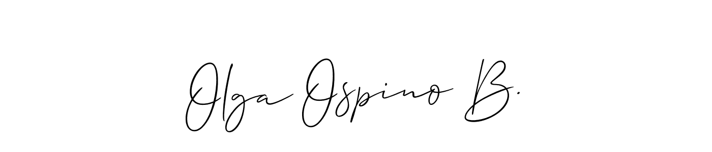 Similarly Allison_Script is the best handwritten signature design. Signature creator online .You can use it as an online autograph creator for name Olga Ospino B.. Olga Ospino B. signature style 2 images and pictures png