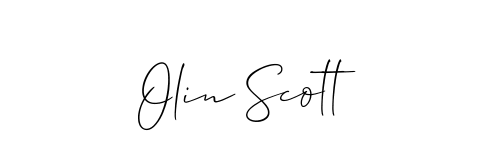 How to make Olin Scott name signature. Use Allison_Script style for creating short signs online. This is the latest handwritten sign. Olin Scott signature style 2 images and pictures png