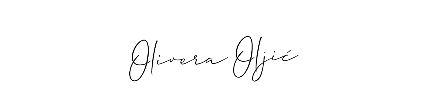 How to make Olivera Oljić name signature. Use Allison_Script style for creating short signs online. This is the latest handwritten sign. Olivera Oljić signature style 2 images and pictures png