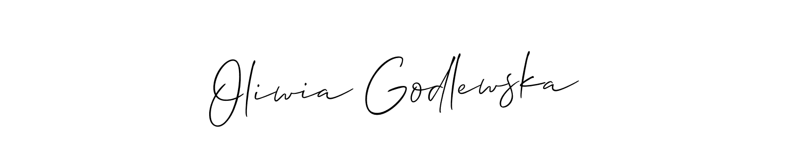 if you are searching for the best signature style for your name Oliwia Godlewska. so please give up your signature search. here we have designed multiple signature styles  using Allison_Script. Oliwia Godlewska signature style 2 images and pictures png