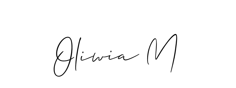 Allison_Script is a professional signature style that is perfect for those who want to add a touch of class to their signature. It is also a great choice for those who want to make their signature more unique. Get Oliwia M name to fancy signature for free. Oliwia M signature style 2 images and pictures png