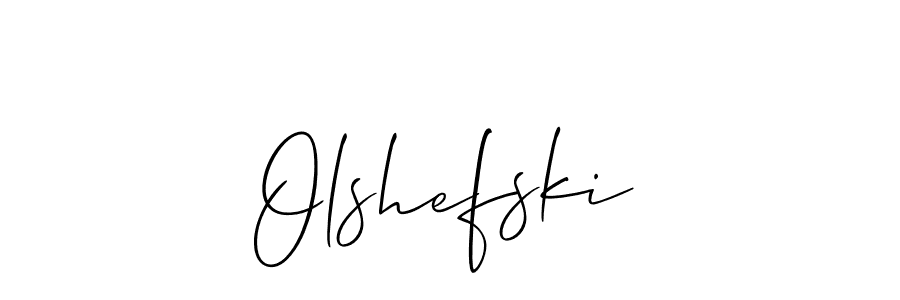 Design your own signature with our free online signature maker. With this signature software, you can create a handwritten (Allison_Script) signature for name Olshefski. Olshefski signature style 2 images and pictures png