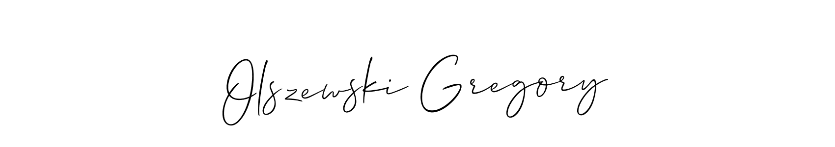 Also You can easily find your signature by using the search form. We will create Olszewski Gregory name handwritten signature images for you free of cost using Allison_Script sign style. Olszewski Gregory signature style 2 images and pictures png