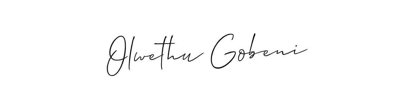 Make a beautiful signature design for name Olwethu Gobeni. With this signature (Allison_Script) style, you can create a handwritten signature for free. Olwethu Gobeni signature style 2 images and pictures png