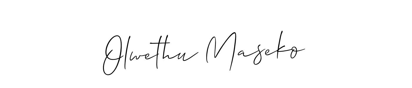 You should practise on your own different ways (Allison_Script) to write your name (Olwethu Maseko) in signature. don't let someone else do it for you. Olwethu Maseko signature style 2 images and pictures png