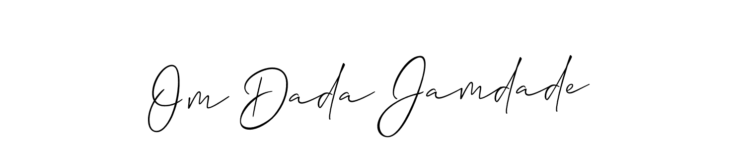 It looks lik you need a new signature style for name Om Dada Jamdade. Design unique handwritten (Allison_Script) signature with our free signature maker in just a few clicks. Om Dada Jamdade signature style 2 images and pictures png