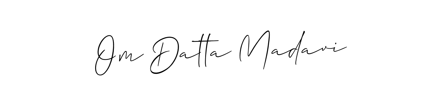 The best way (Allison_Script) to make a short signature is to pick only two or three words in your name. The name Om Datta Madavi include a total of six letters. For converting this name. Om Datta Madavi signature style 2 images and pictures png