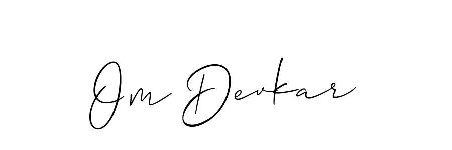 It looks lik you need a new signature style for name Om Devkar. Design unique handwritten (Allison_Script) signature with our free signature maker in just a few clicks. Om Devkar signature style 2 images and pictures png