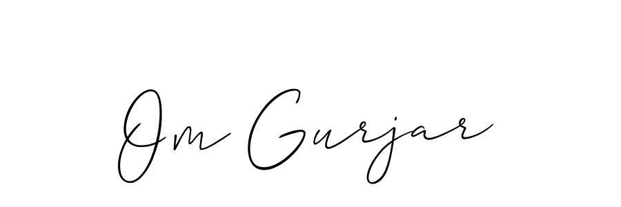 Allison_Script is a professional signature style that is perfect for those who want to add a touch of class to their signature. It is also a great choice for those who want to make their signature more unique. Get Om Gurjar name to fancy signature for free. Om Gurjar signature style 2 images and pictures png