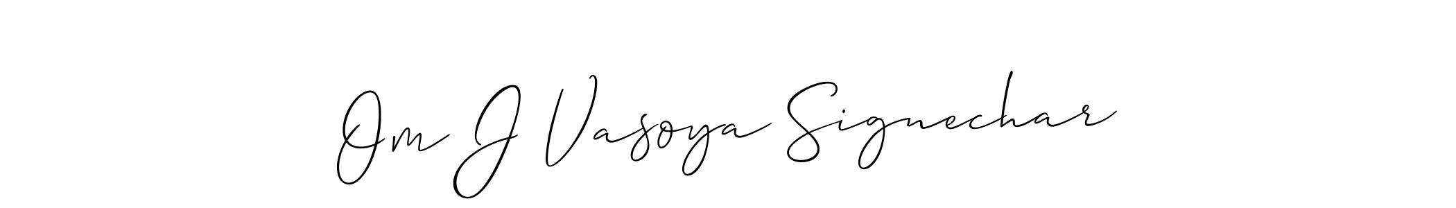 The best way (Allison_Script) to make a short signature is to pick only two or three words in your name. The name Om J Vasoya Signechar include a total of six letters. For converting this name. Om J Vasoya Signechar signature style 2 images and pictures png