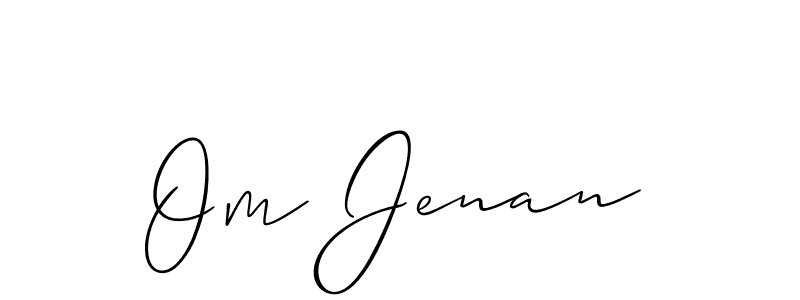 Use a signature maker to create a handwritten signature online. With this signature software, you can design (Allison_Script) your own signature for name Om Jenan. Om Jenan signature style 2 images and pictures png