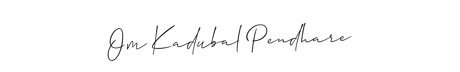 The best way (Allison_Script) to make a short signature is to pick only two or three words in your name. The name Om Kadubal Pendhare include a total of six letters. For converting this name. Om Kadubal Pendhare signature style 2 images and pictures png