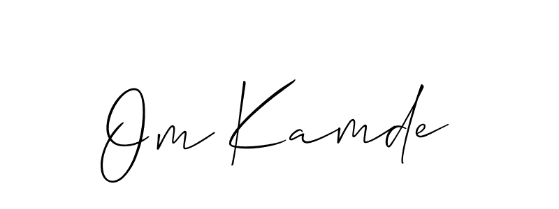 Also we have Om Kamde name is the best signature style. Create professional handwritten signature collection using Allison_Script autograph style. Om Kamde signature style 2 images and pictures png