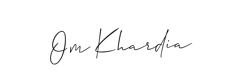 Also You can easily find your signature by using the search form. We will create Om Khardia name handwritten signature images for you free of cost using Allison_Script sign style. Om Khardia signature style 2 images and pictures png