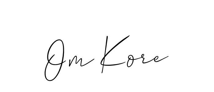 if you are searching for the best signature style for your name Om Kore. so please give up your signature search. here we have designed multiple signature styles  using Allison_Script. Om Kore signature style 2 images and pictures png